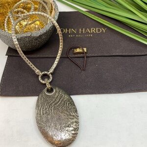 John Hardy Reticulated 18K & Silver Pendant on 3.5mm 30” Classic Necklace